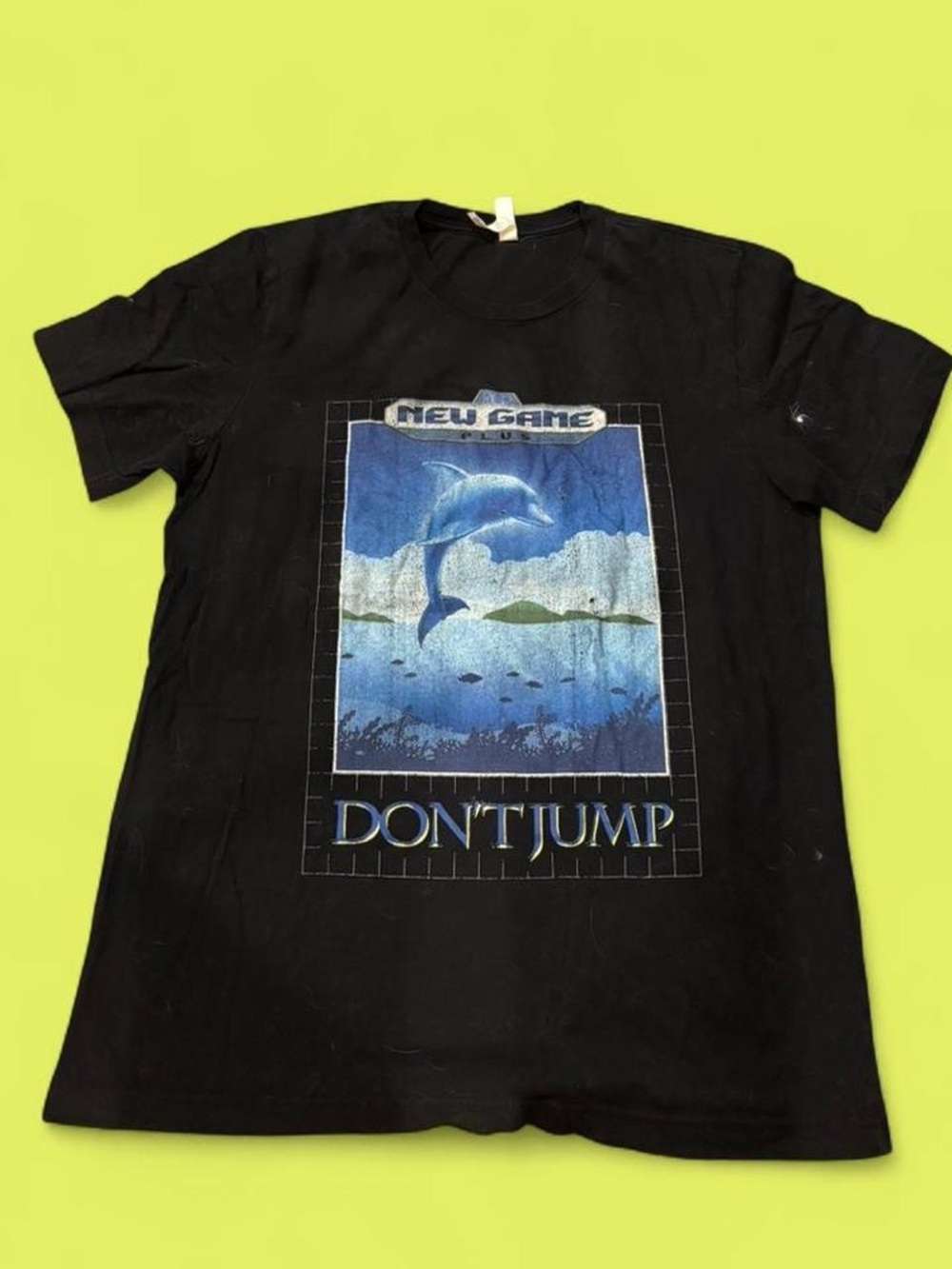 Black 'Don't Jump' Dolphin Graphic Tee
